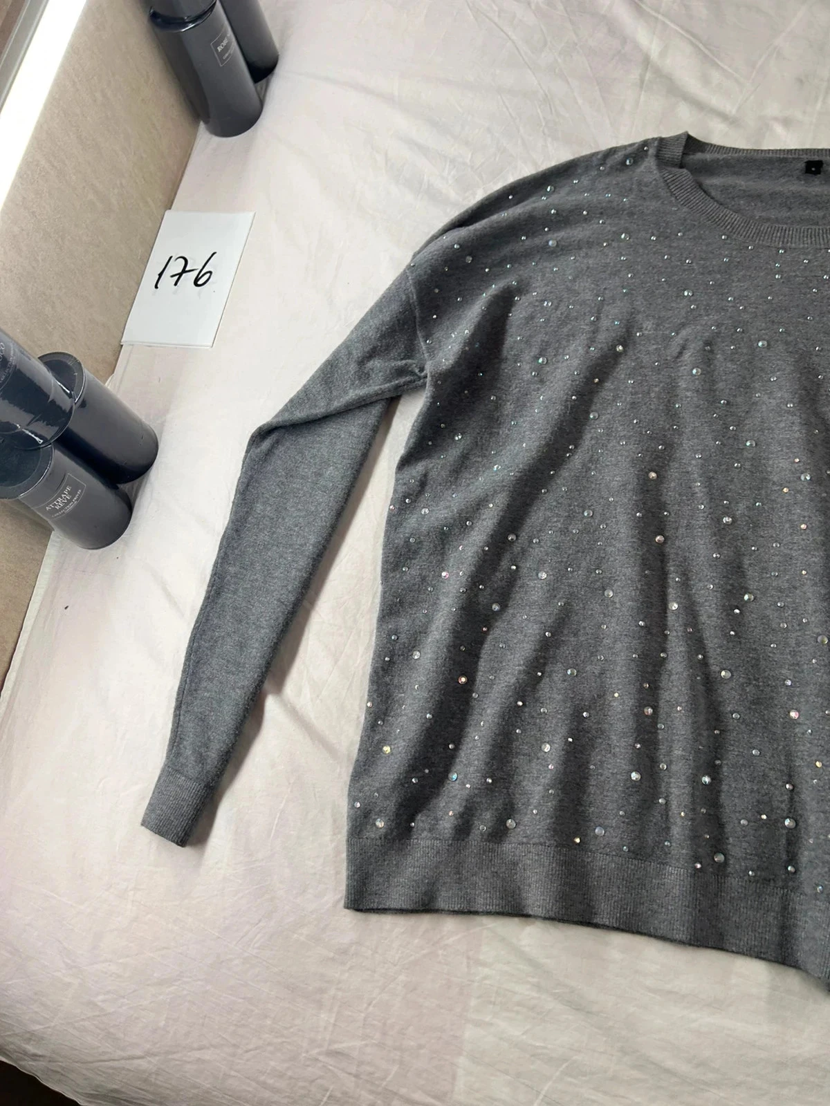 Vintage grey beaded sequin sweater – photo 3